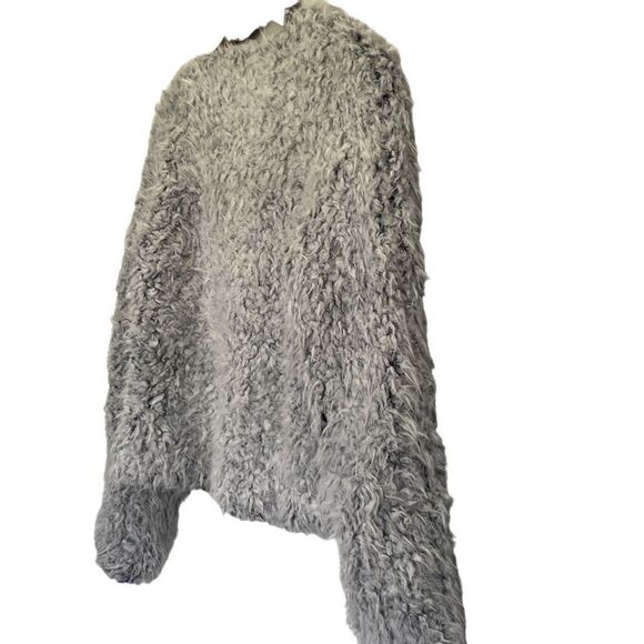 Lulus Womens Grant Grey Faux Fur Colarless Jacket medium - Picture 6 of 14